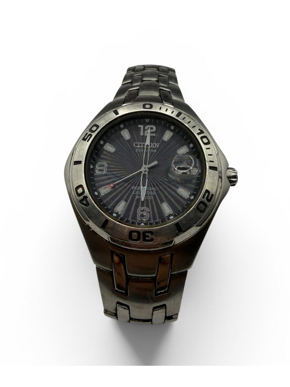 Citizen Eco-Drive Titanium Men's Watch E760 Dark Gray Perpetual Calendar Dive